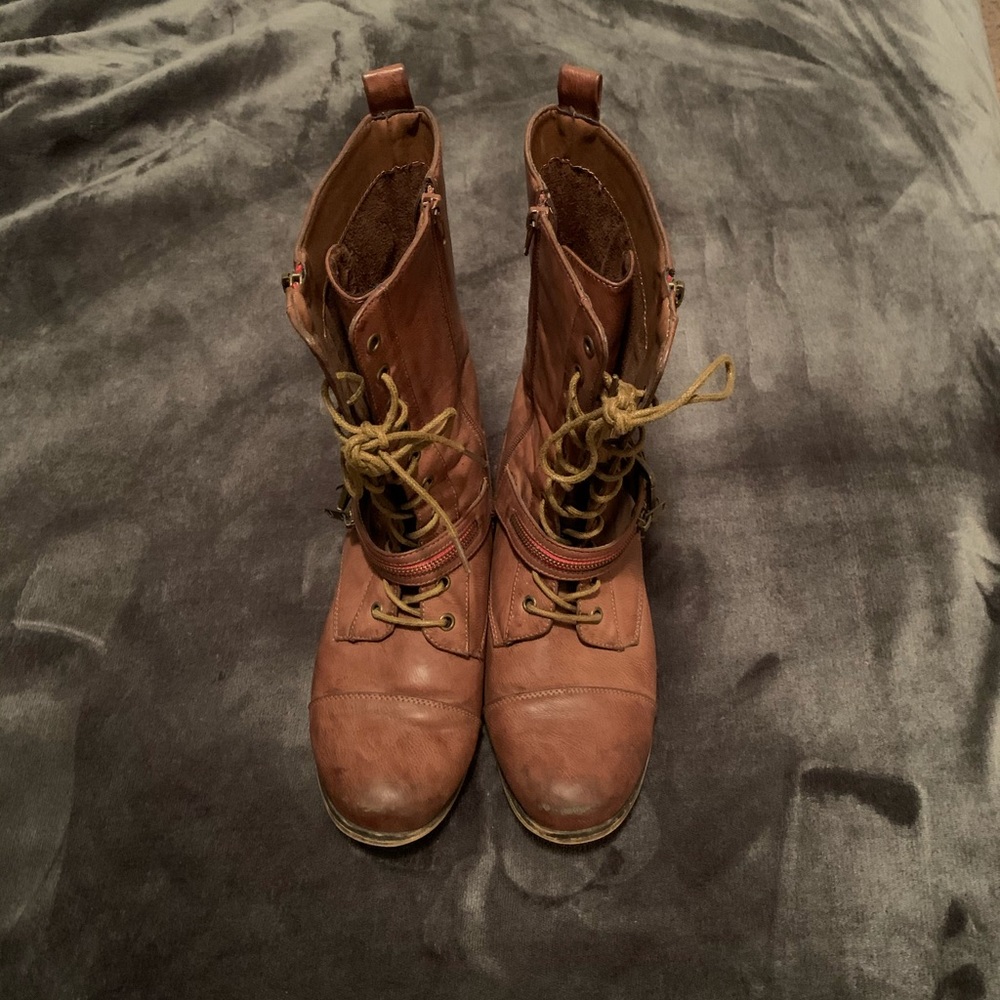 Mid calf brown size 11 combat boots